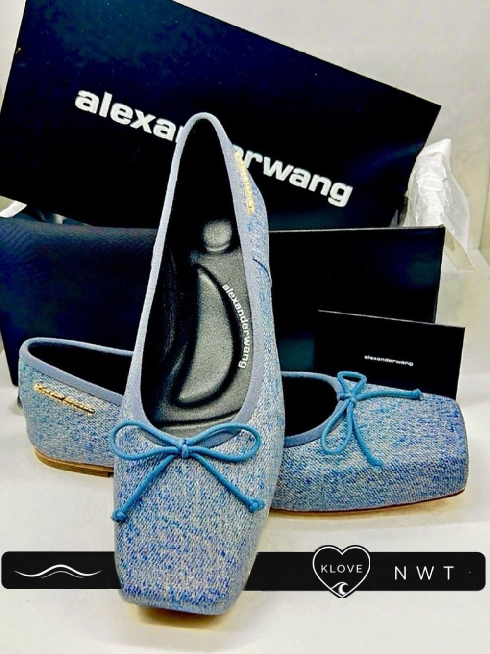 NWT🥿 alexander wang 🥿 Billie Flat With Logo Hardware 💙 size 39.5